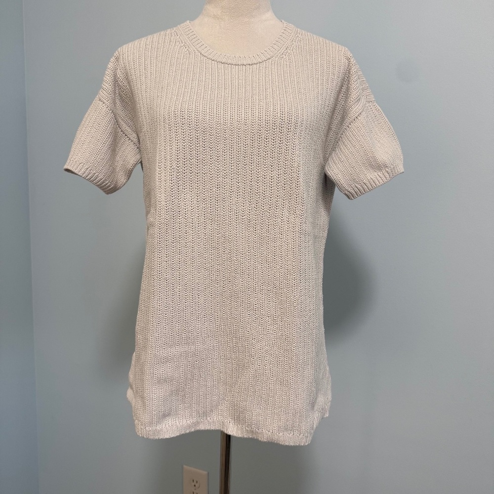 Eileen Fisher Organic Cotton Tunic Sweater Open Knit Size M